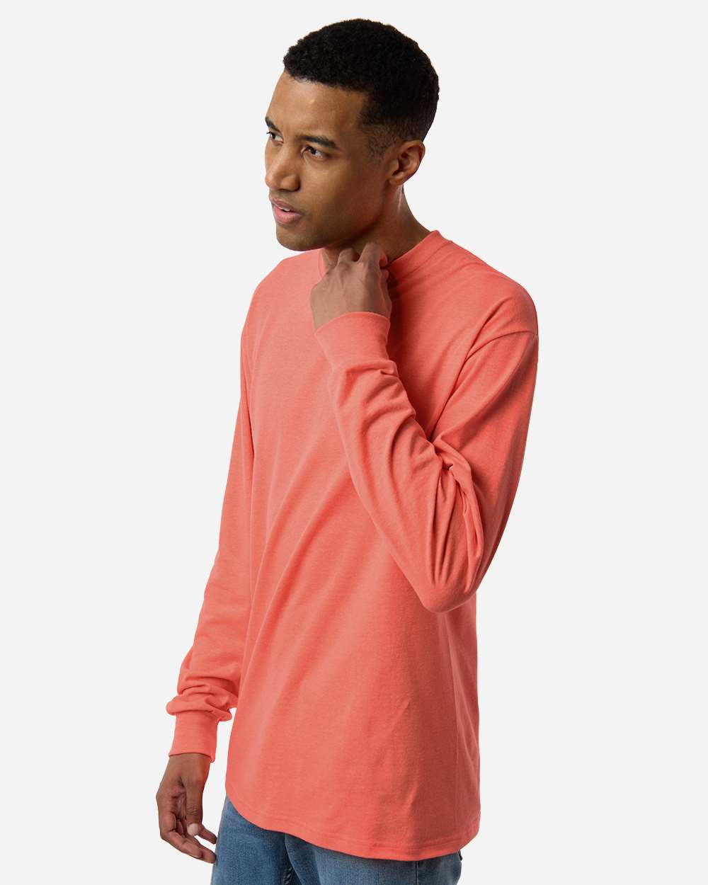 M&O Unisex Gold Soft Touch Long Sleeve T-Shirt - 4820 - 4820M Heather Coral
