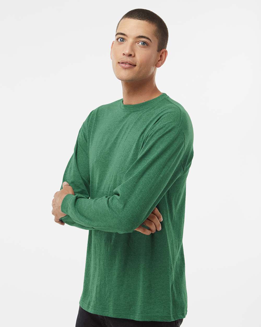 M&O Unisex Gold Soft Touch Long Sleeve T-Shirt - 4820 - 4820M Heather Kelly Green
