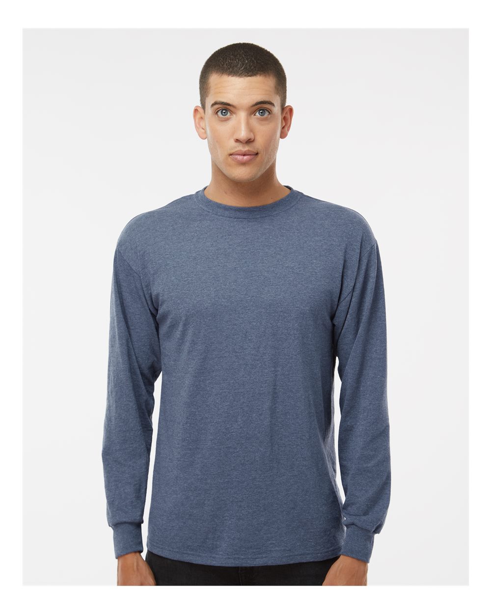 M&O Unisex Gold Soft Touch Long Sleeve T-Shirt - 4820 - 4820M Heather Navy