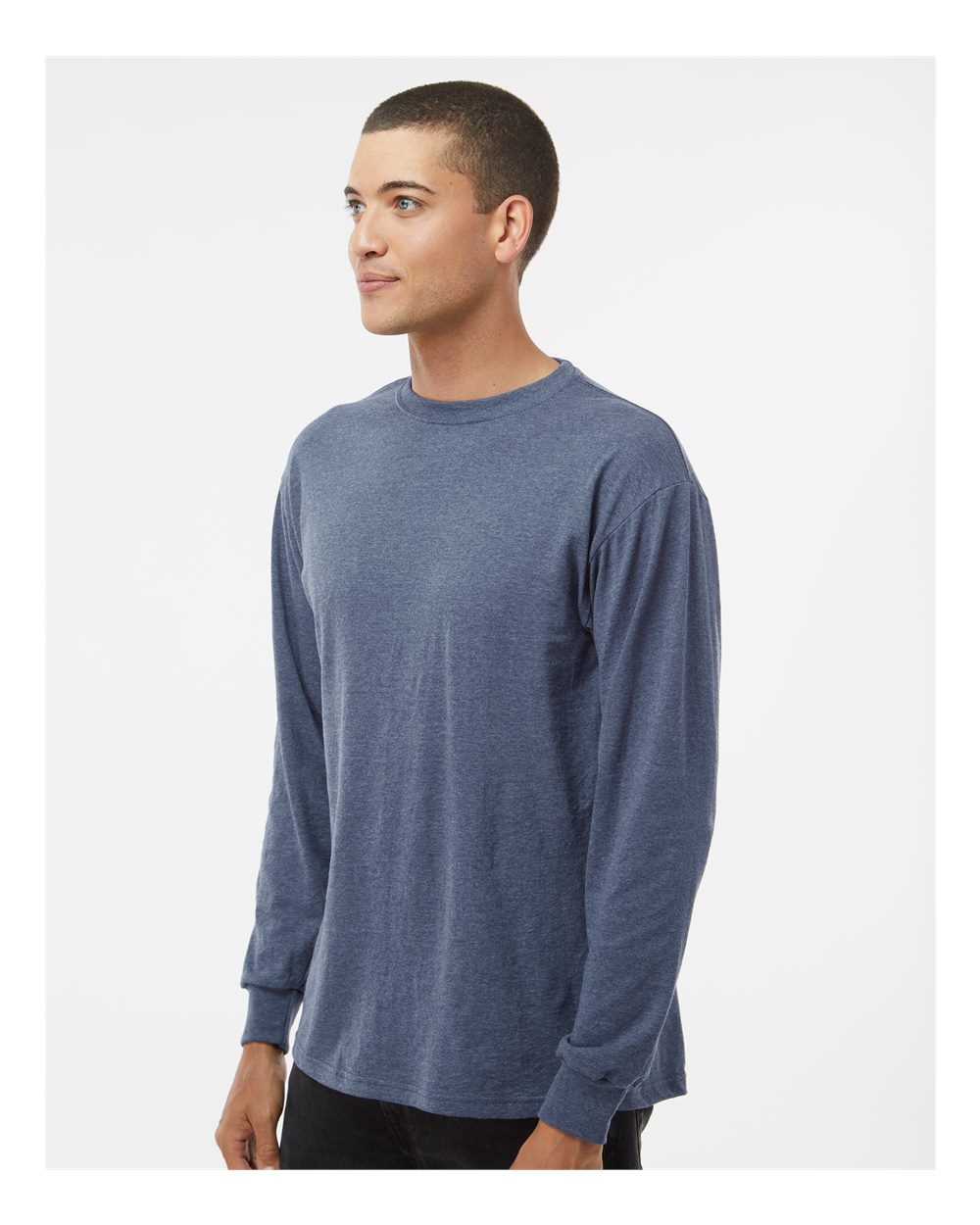 M&O Unisex Gold Soft Touch Long Sleeve T-Shirt - 4820 - 4820M Heather Navy
