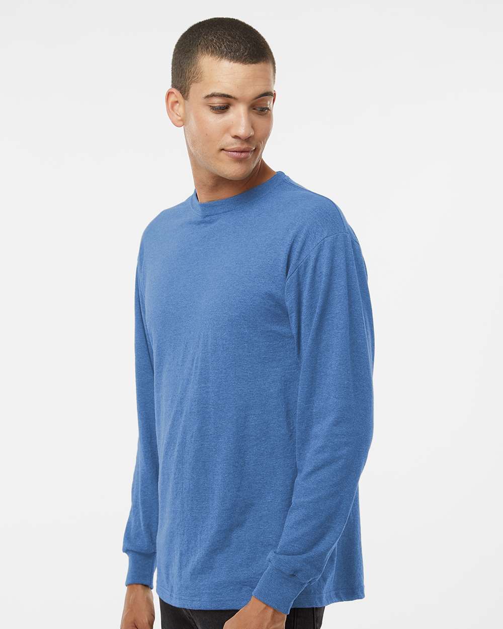 M&O Unisex Gold Soft Touch Long Sleeve T-Shirt - 4820 - 4820M Heather Royal