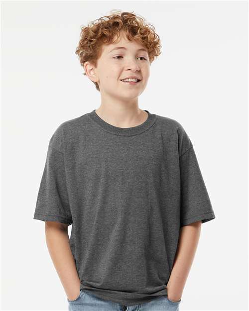 M&O Youth Gold Soft Touch T-Shirt - 4850 - 4850M Dark Heather