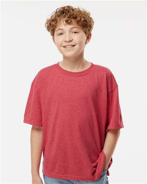 M&O Youth Gold Soft Touch T-Shirt - 4850 - 4850M Heather Red