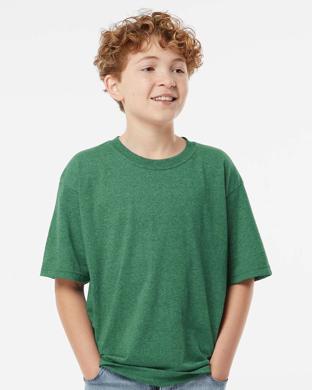 M&O Youth Gold Soft Touch T-Shirt - 4850 - 4850M Heather Kelly Green