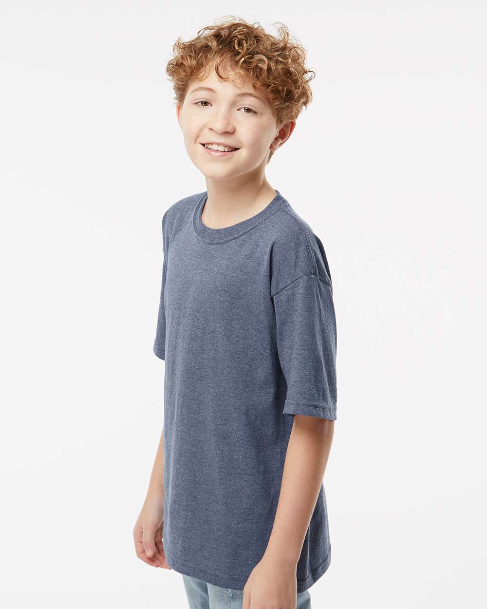 M&O Youth Gold Soft Touch T-Shirt - 4850 - 4850M Heather Navy
