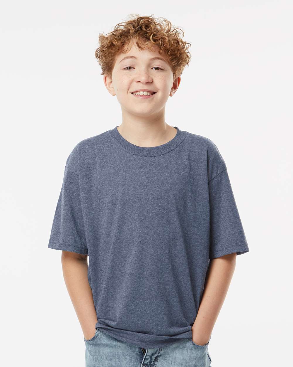 M&O Youth Gold Soft Touch T-Shirt - 4850 - 4850M Heather Navy