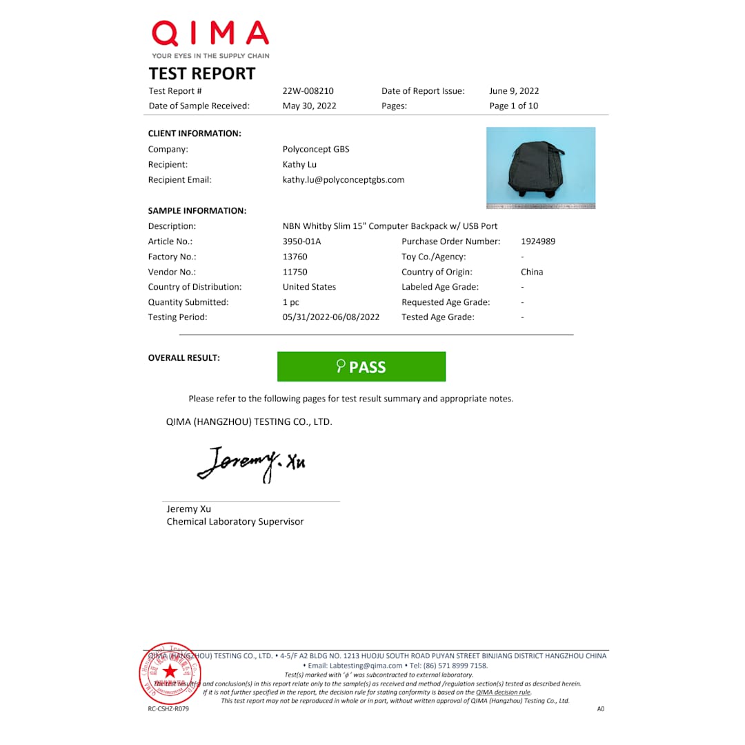 NBN Whitby Slim 15&quot; Computer Backpack w/ USB Port - 3950-01 Blue