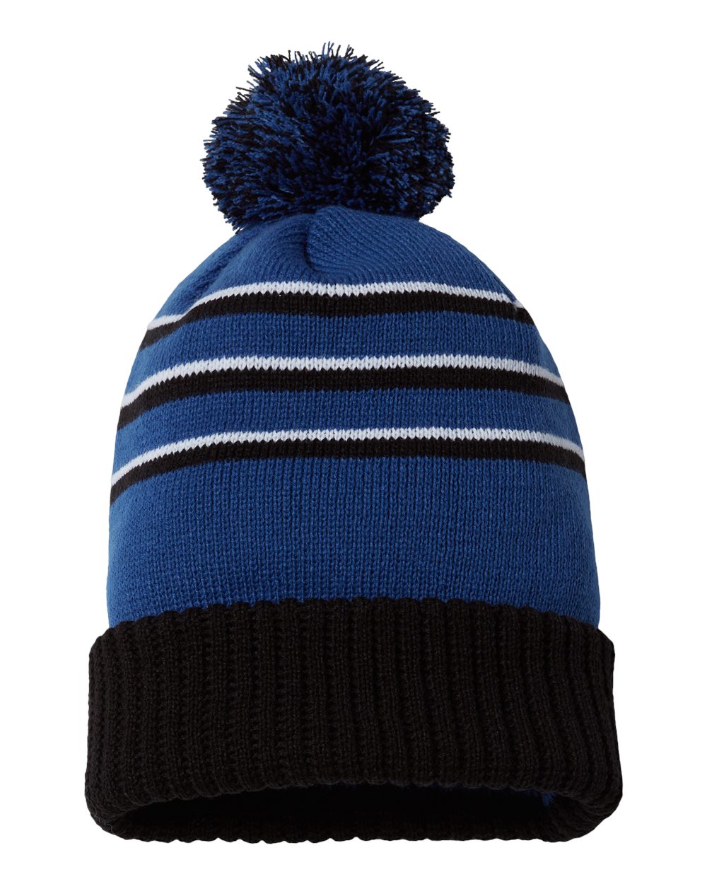 Richardson Pom Cuffed Beanie - 134 Royal- Black- White