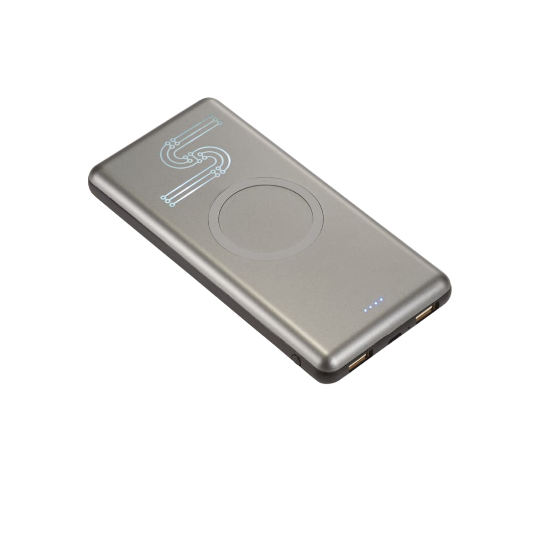 UL Listed Light Up Qi 10000 Wireless Power Bank - 7121-43 Gray