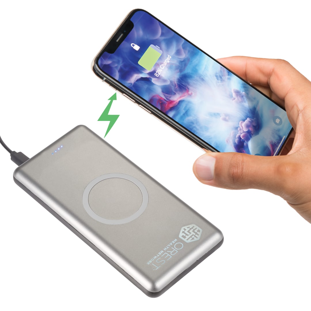 UL Listed Light Up Qi 10000 Wireless Power Bank - 7121-43 Gray