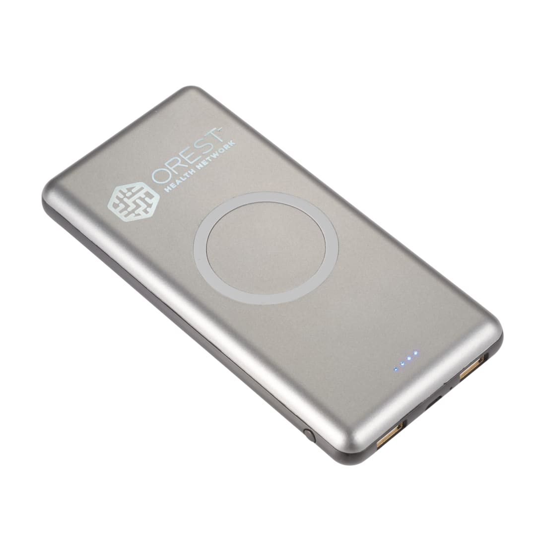 UL Listed Light Up Qi 10000 Wireless Power Bank - 7121-43 Gray