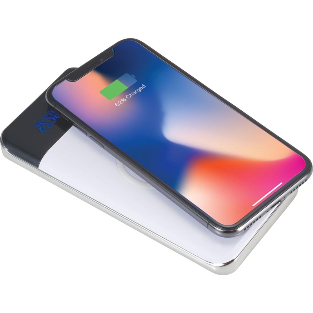 Constant 10000 mAh Wireless Power Bank w/Display - 7121-46 White