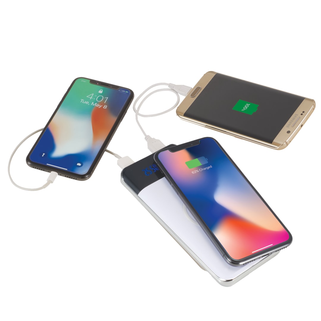 Constant 10000 mAh Wireless Power Bank w/Display - 7121-46 White