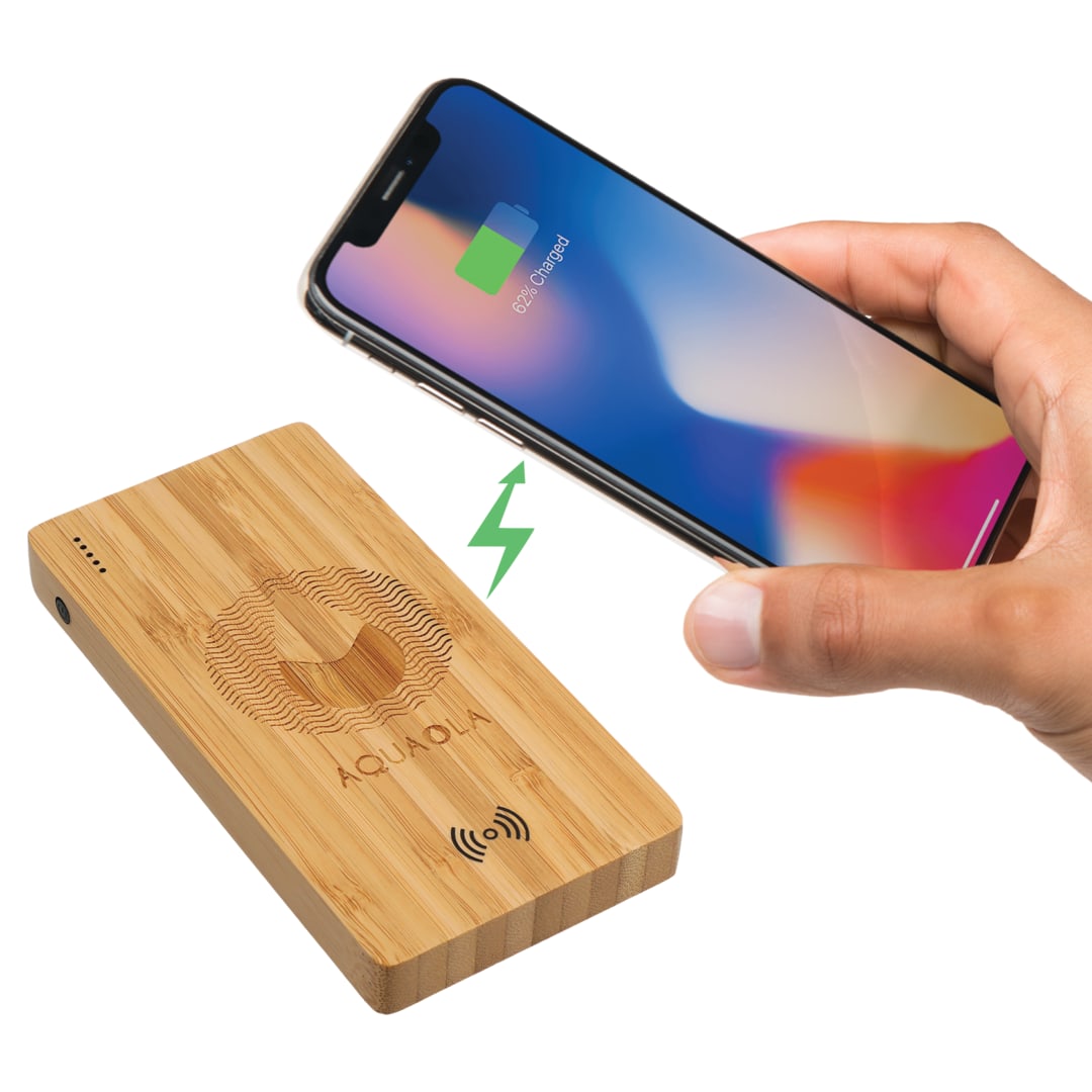 FSC&#174; 100% Bamboo 5000 mAh Wireless Power Bank - 7121-71 Brown