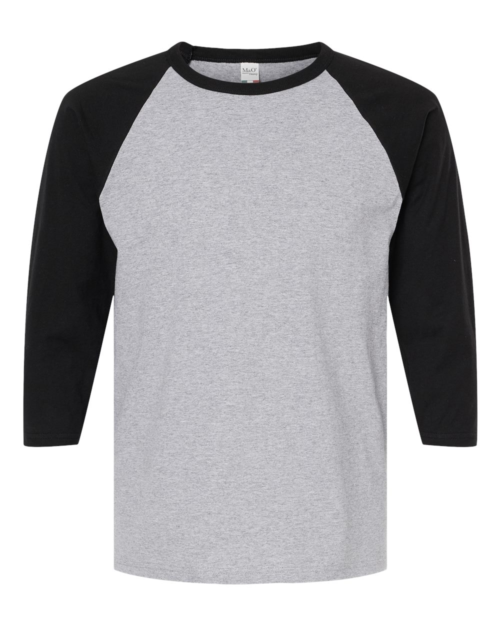 M&O Raglan Three-Quarter Sleeve Baseball T-Shirt - 5540 Sport Grey- Black