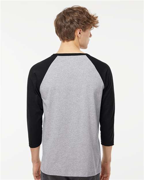 M&O Raglan Three-Quarter Sleeve Baseball T-Shirt - 5540 Sport Grey- Black