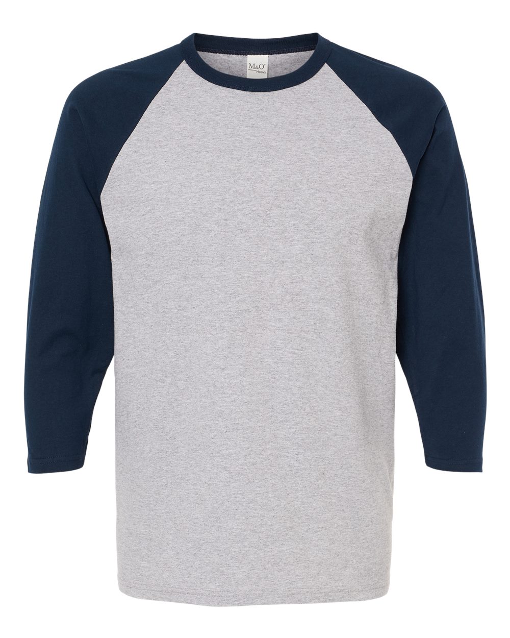 M&O Raglan Three-Quarter Sleeve Baseball T-Shirt - 5540 Sport Grey- Navy