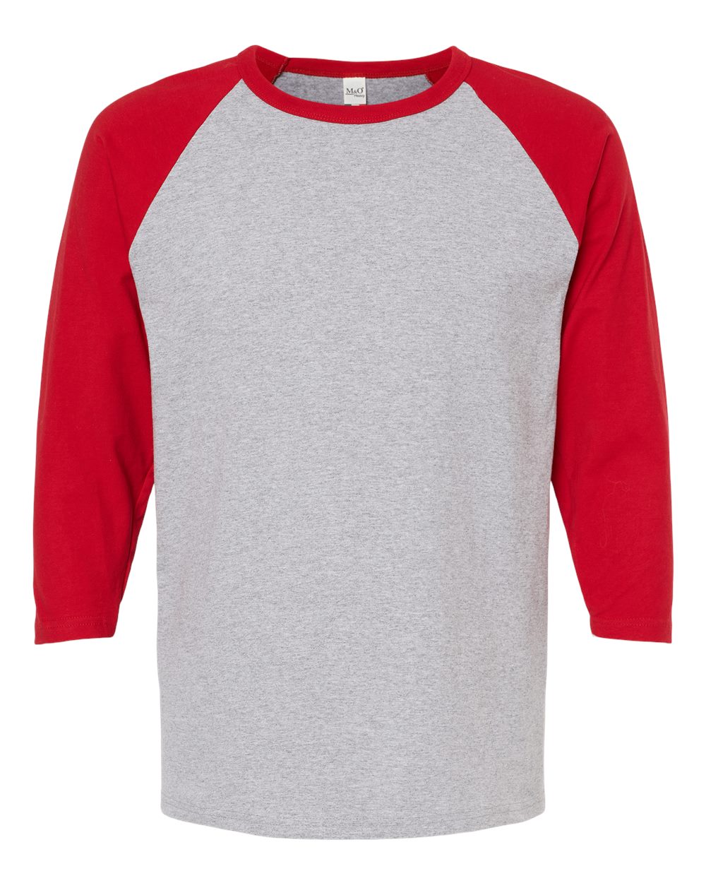 M&O Raglan Three-Quarter Sleeve Baseball T-Shirt - 5540 Sport Grey- Red