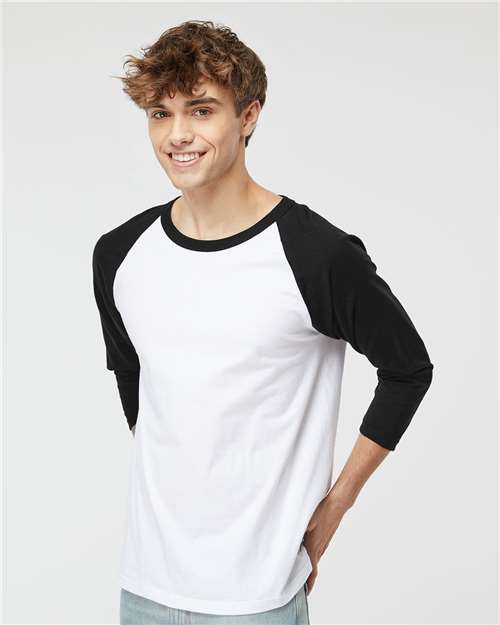 M&O Raglan Three-Quarter Sleeve Baseball T-Shirt - 5540 White- Black