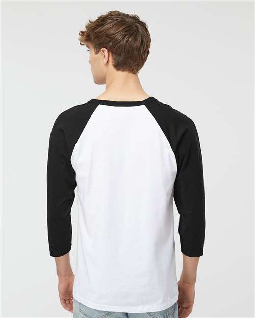 M&O Raglan Three-Quarter Sleeve Baseball T-Shirt - 5540 White- Black