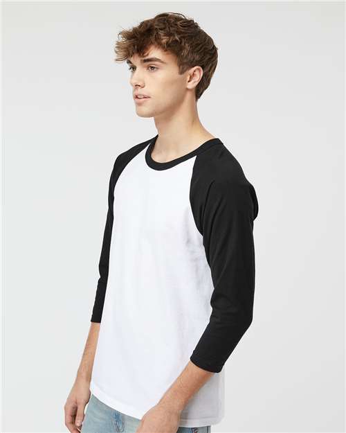 M&O Raglan Three-Quarter Sleeve Baseball T-Shirt - 5540 White- Black