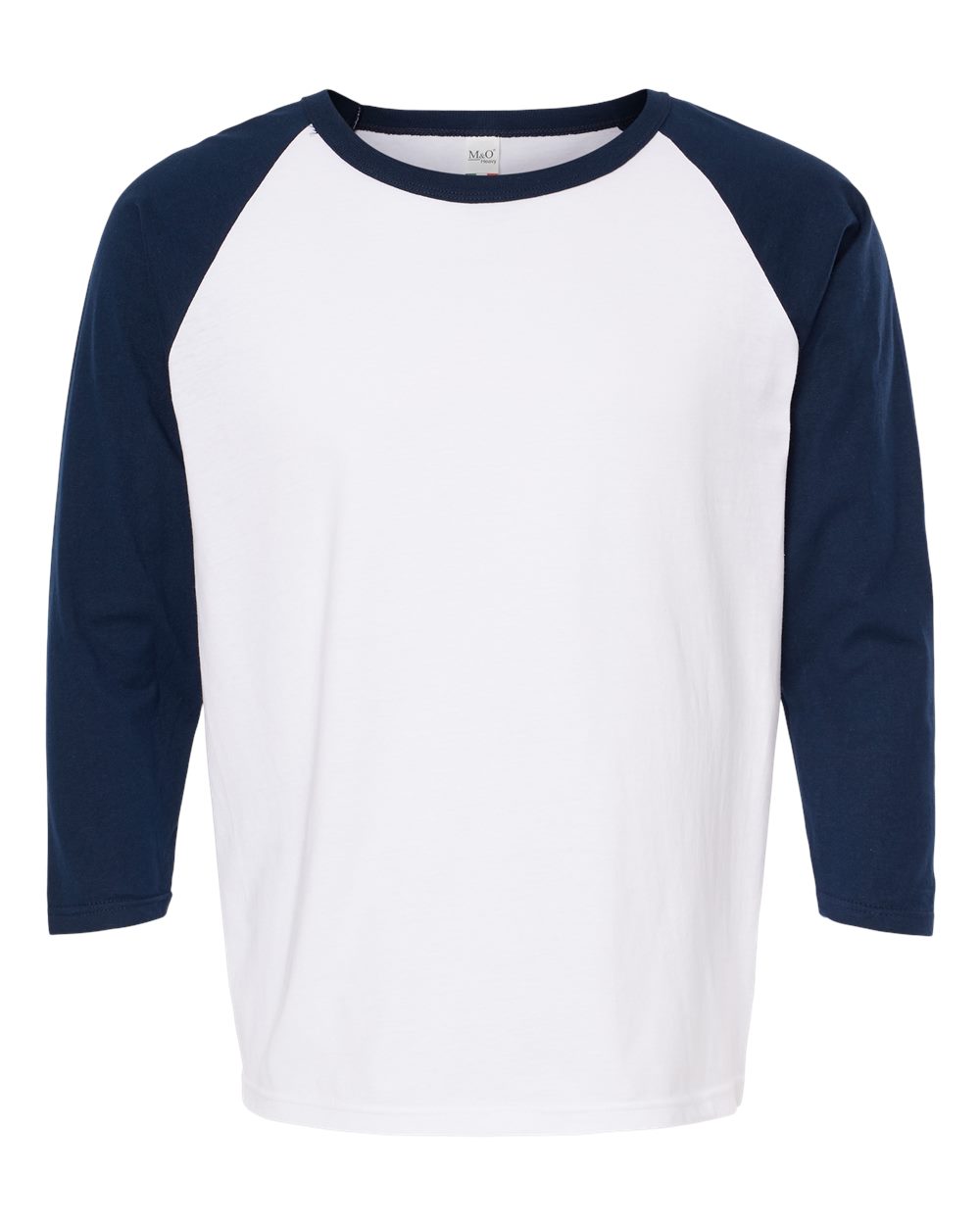 M&O Raglan Three-Quarter Sleeve Baseball T-Shirt - 5540 White- Navy