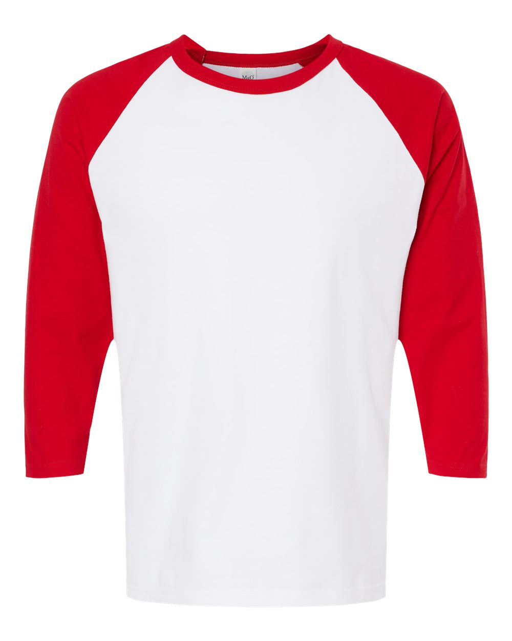 M&O Raglan Three-Quarter Sleeve Baseball T-Shirt - 5540 White- Red