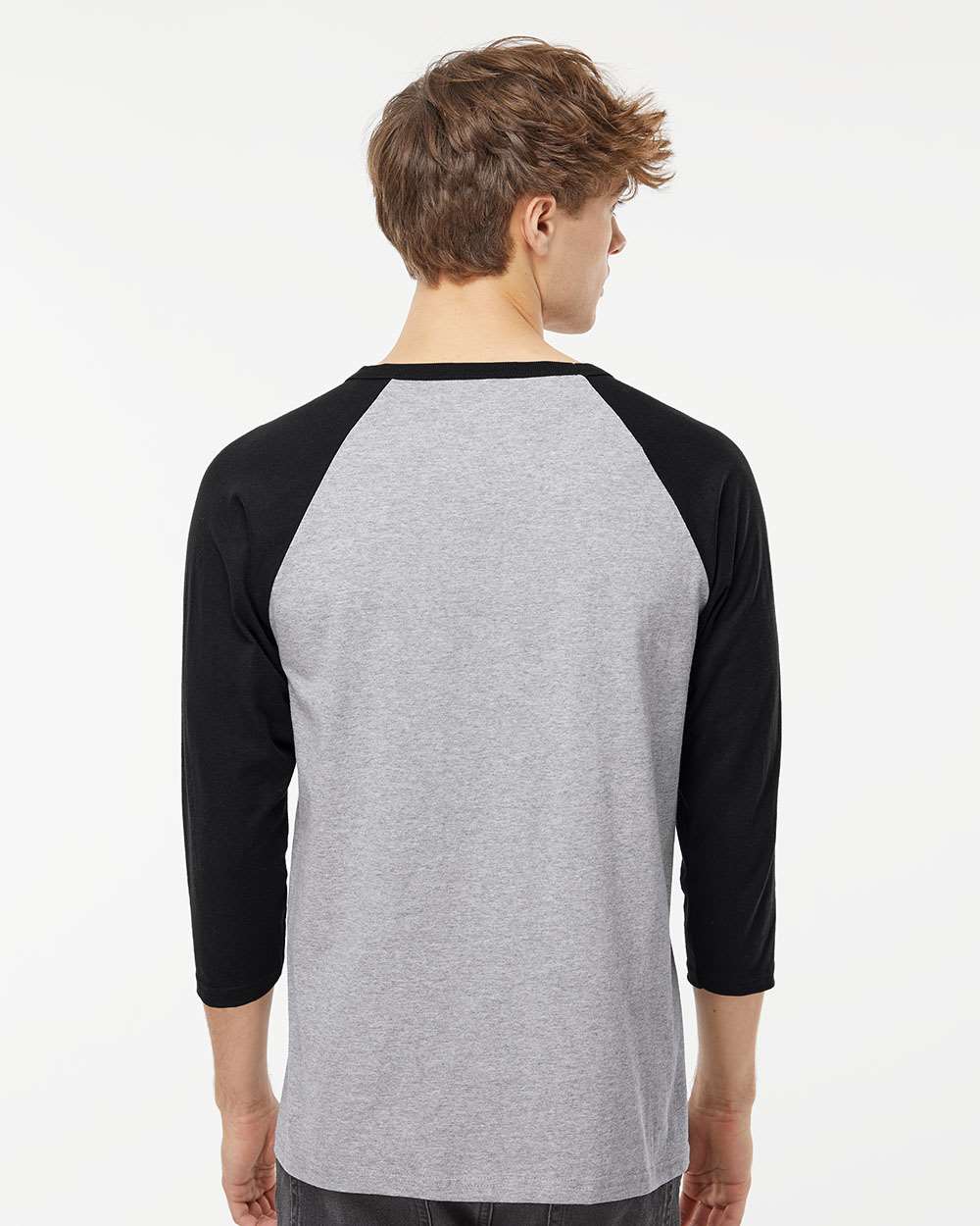 M&O Raglan Three-Quarter Sleeve Baseball T-Shirt - 5540 Sport Grey- Black