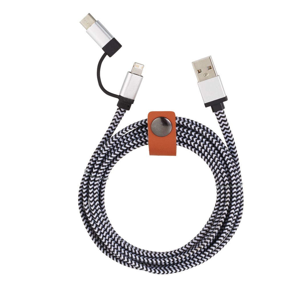 Paramount 3-in-1 Fabric Charging Cable - 7141-36 Black