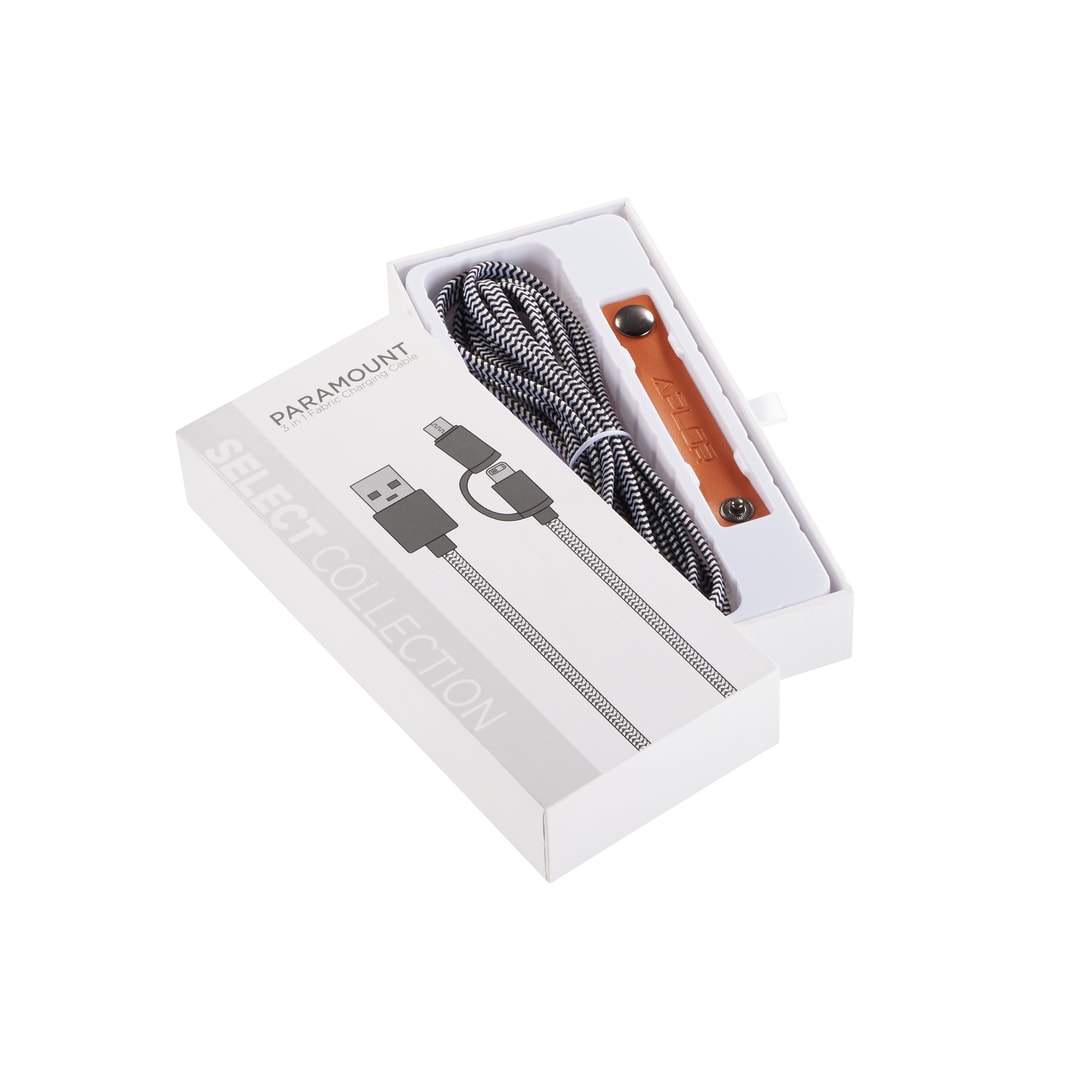 Paramount 3-in-1 Fabric Charging Cable - 7141-36 Black