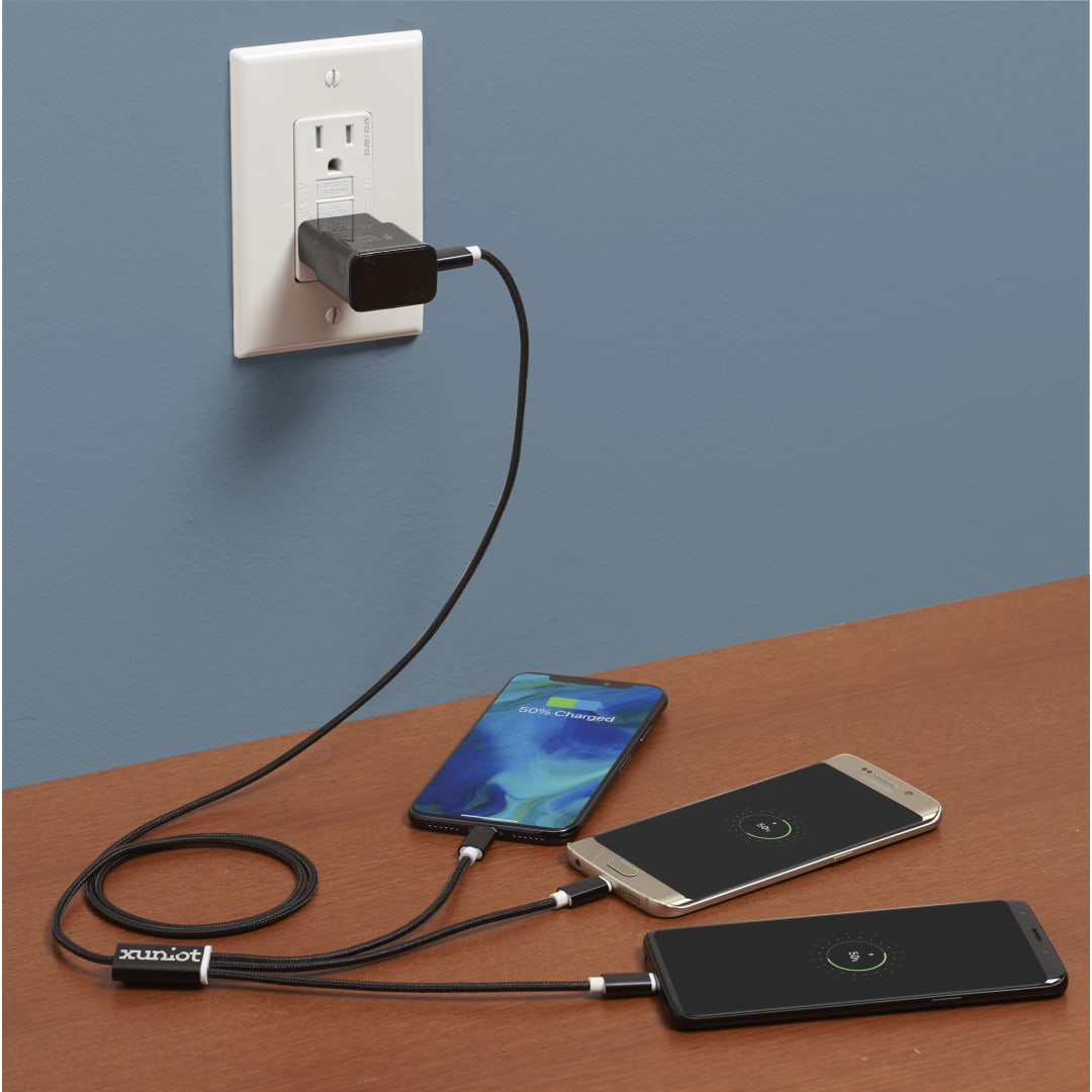 Realm 3-in-1 Long Charging Cable - 7141-68 Black