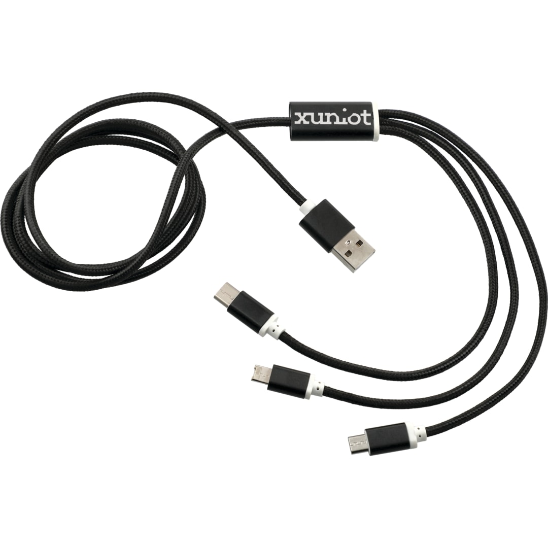 Realm 3-in-1 Long Charging Cable - 7141-68 Black