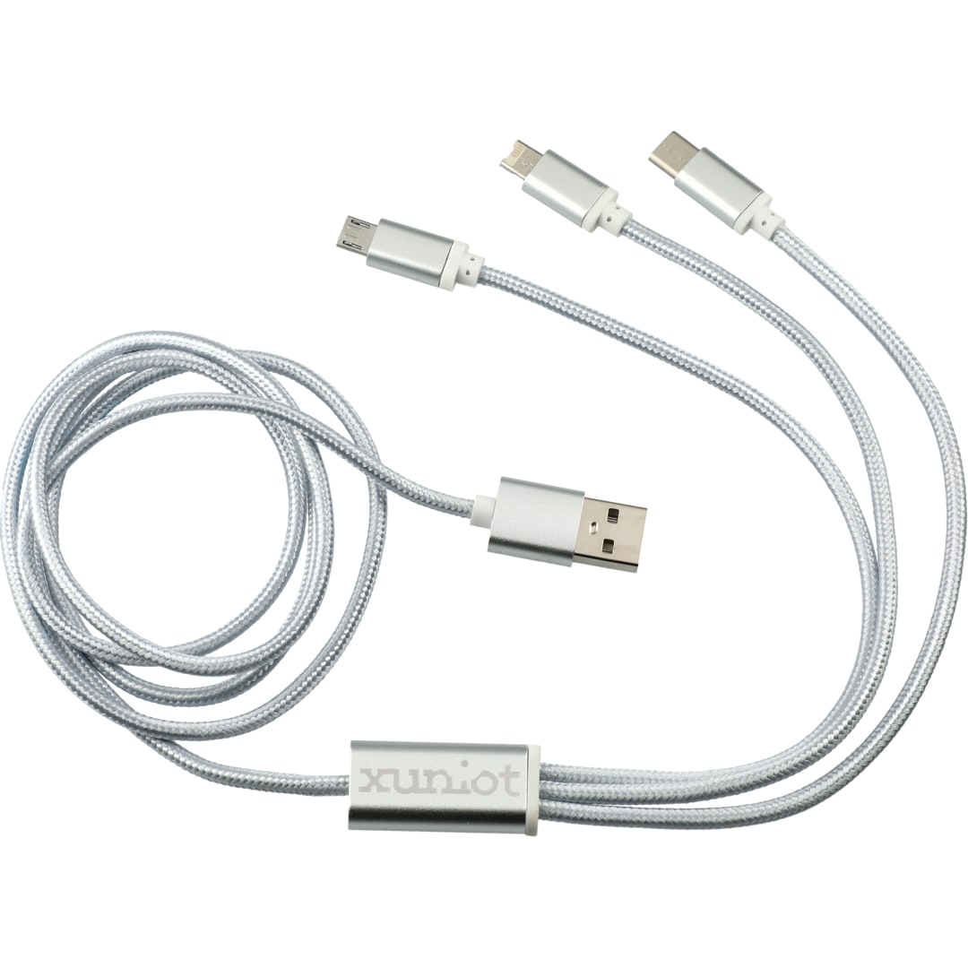 Realm 3-in-1 Long Charging Cable - 7141-68 Silver