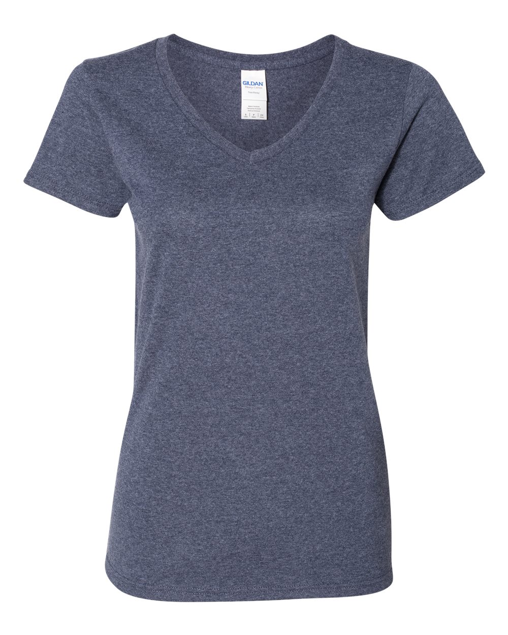 Gildan Women's Heavy Cotton™ V-Neck T-Shirt - 5V00L Heather Navy