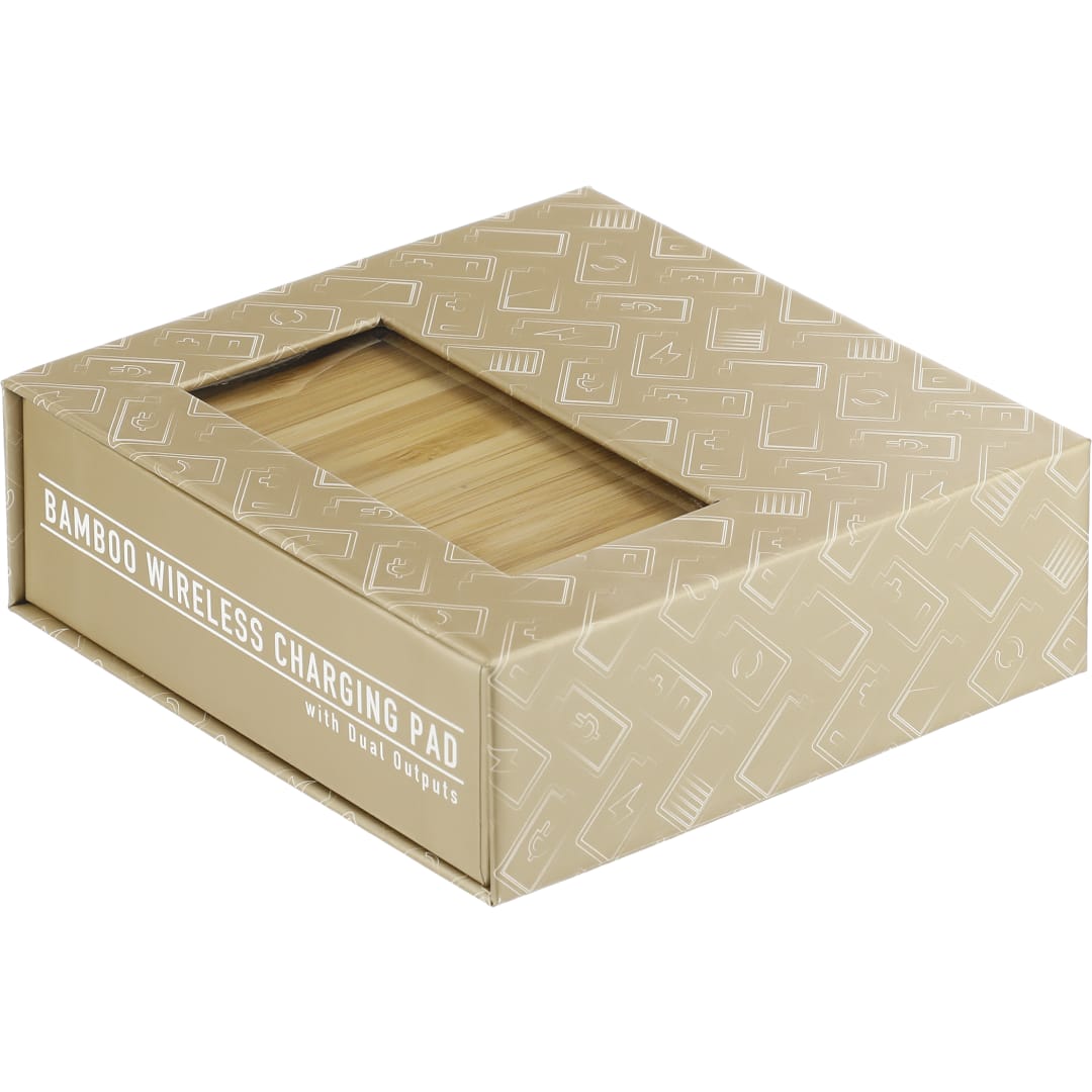FSC&#174; 100% Bamboo Wireless Charge Pad w/Dual Output - 7143-06