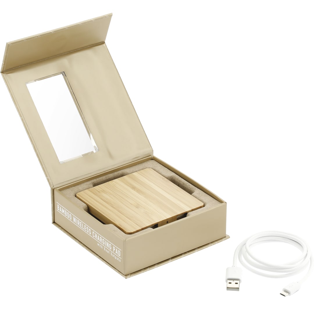 FSC&#174; 100% Bamboo Wireless Charge Pad w/Dual Output - 7143-06 Natural