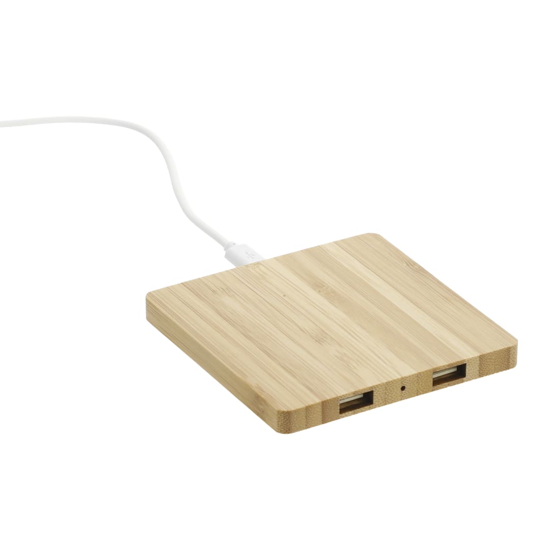FSC&#174; 100% Bamboo Wireless Charge Pad w/Dual Output - 7143-06 Natural