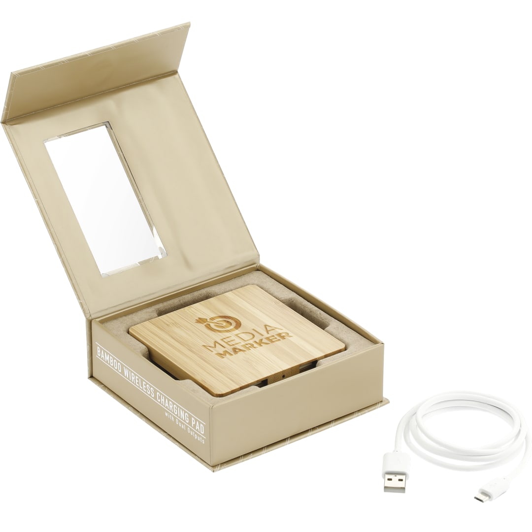 FSC&#174; 100% Bamboo Wireless Charge Pad w/Dual Output - 7143-06 Natural