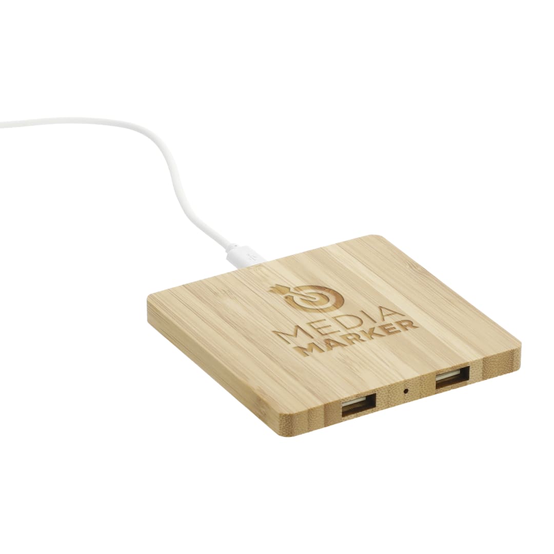 FSC&#174; 100% Bamboo Wireless Charge Pad w/Dual Output - 7143-06 Natural