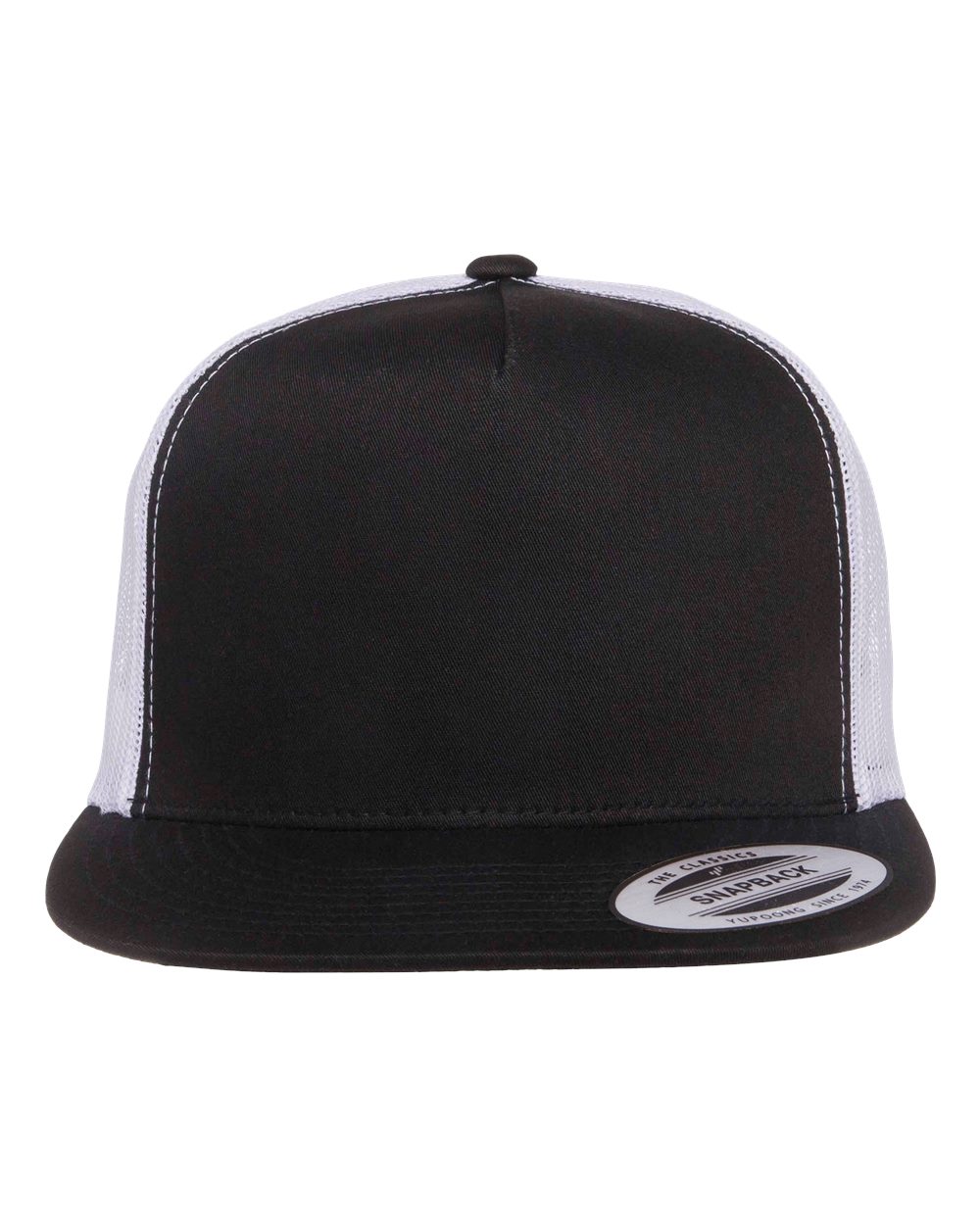 YP Classics Five-Panel Classic Trucker Cap - 6006 Black- White