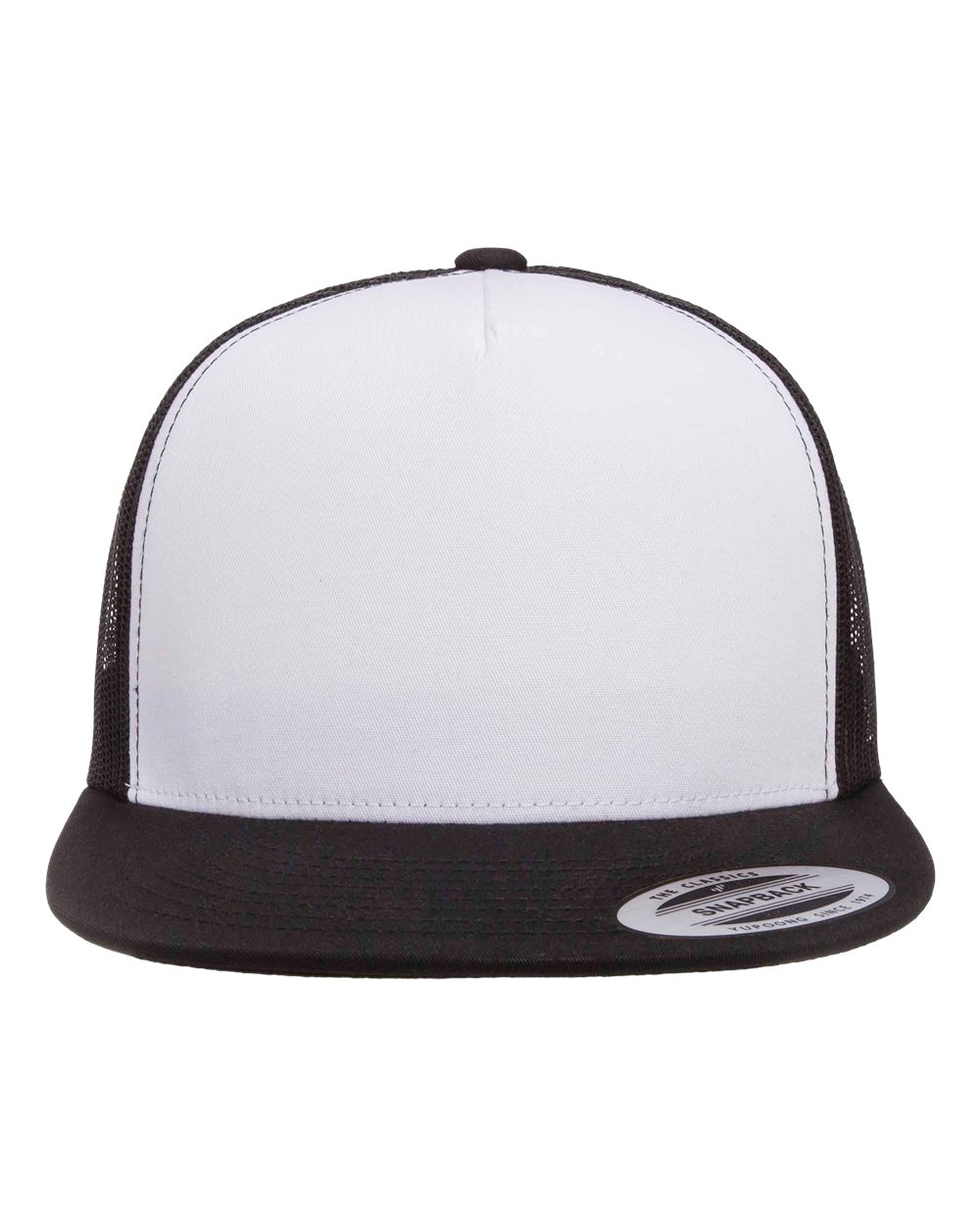 YP Classics Five-Panel Classic Trucker Cap - 6006 Black- White- Black