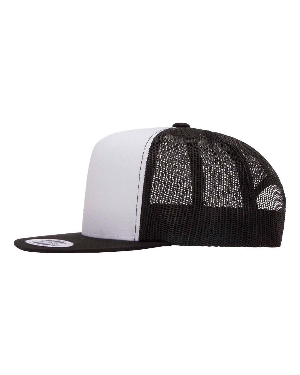 YP Classics Five-Panel Classic Trucker Cap - 6006 Black- White- Black