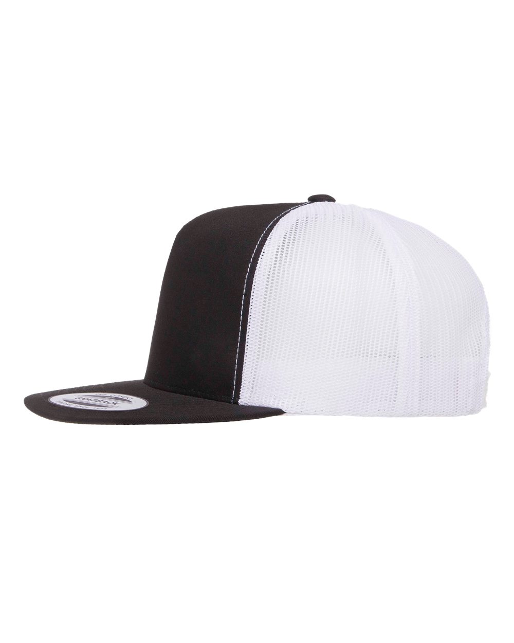 YP Classics Classic Five-Panel Trucker Cap - 6006 Black- White