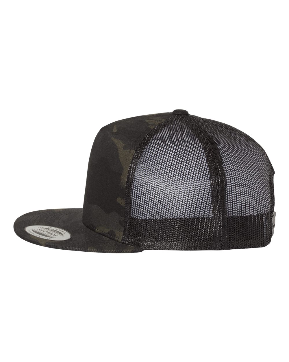 YP Classics Classic Five-Panel Trucker Cap - 6006 Multicam Black- Black