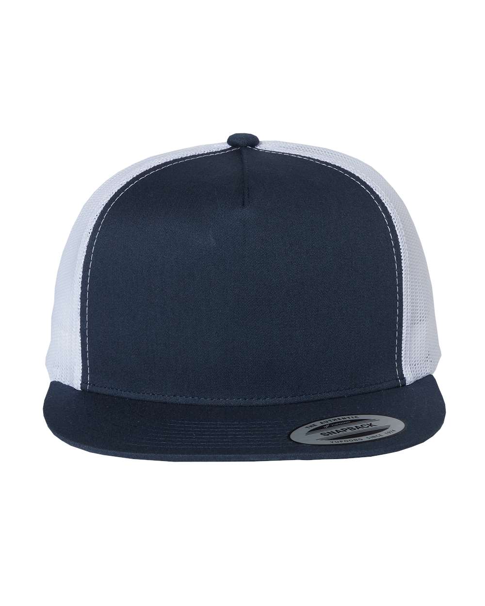 YP Classics Classic Five-Panel Trucker Cap - 6006 Navy- White
