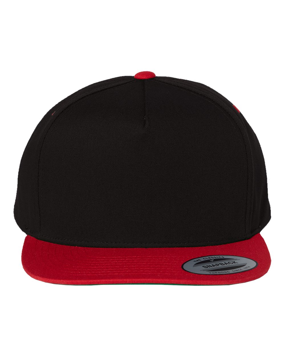 YP Classics Five-Panel Cotton Twill Snapback Cap - 6007 Black- Red