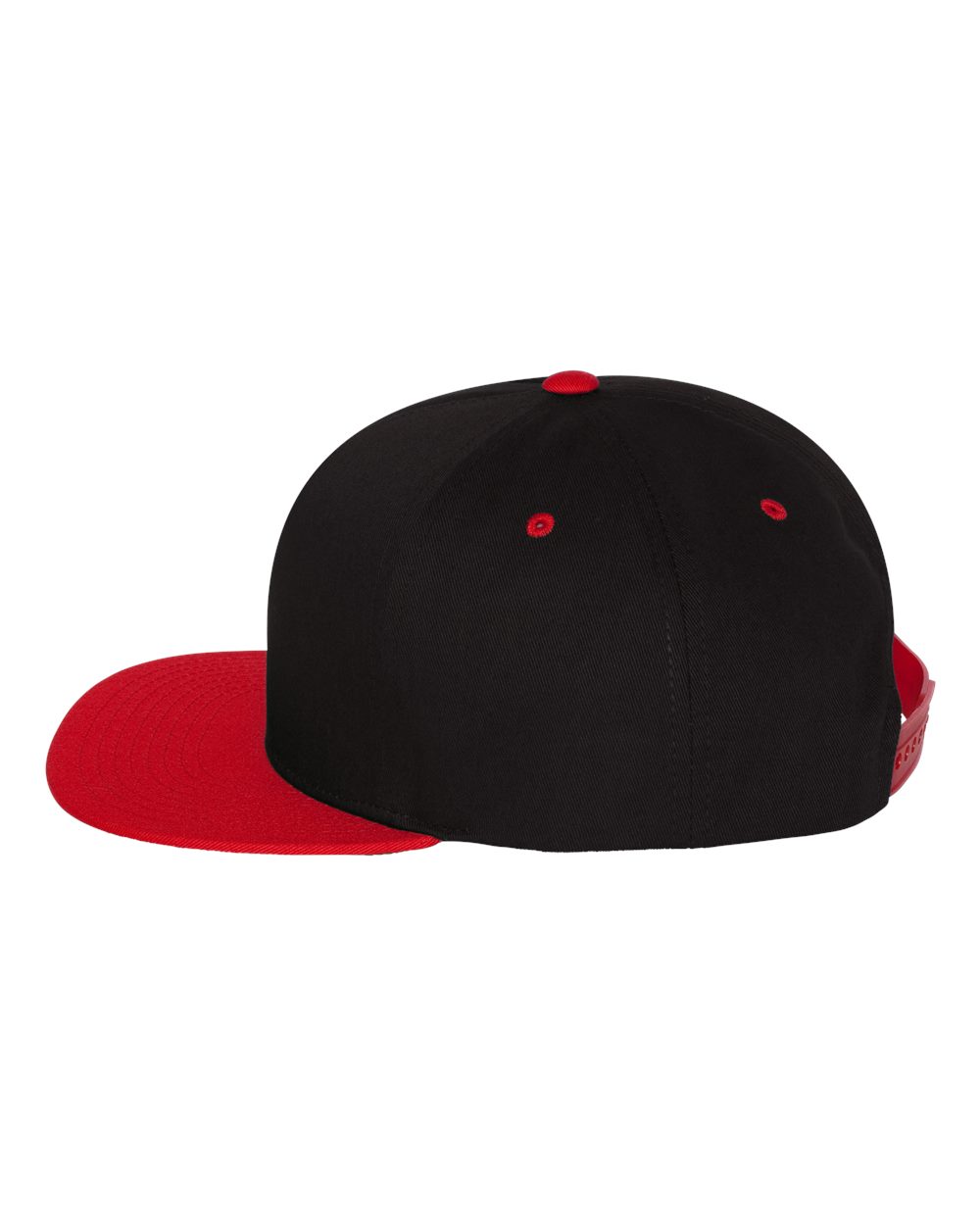 YP Classics Five-Panel Cotton Twill Snapback Cap - 6007 Black- Red
