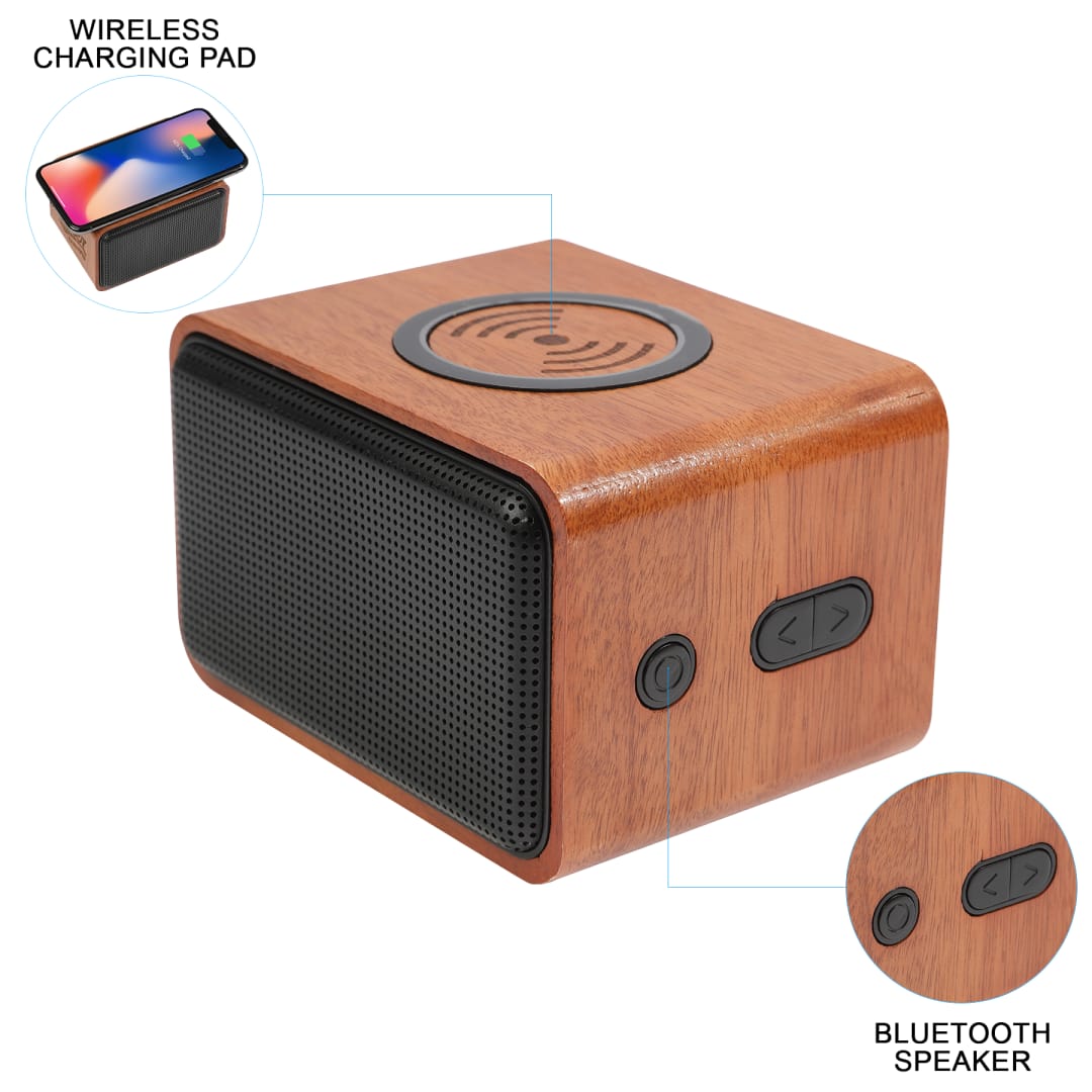  Wood Bluetooth Speaker with Wireless Charging Pad - 7197-05