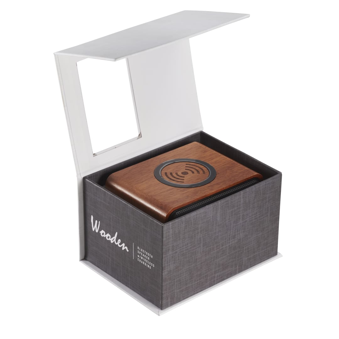 Wood Bluetooth Speaker with Wireless Charging Pad - 7197-05 Brown