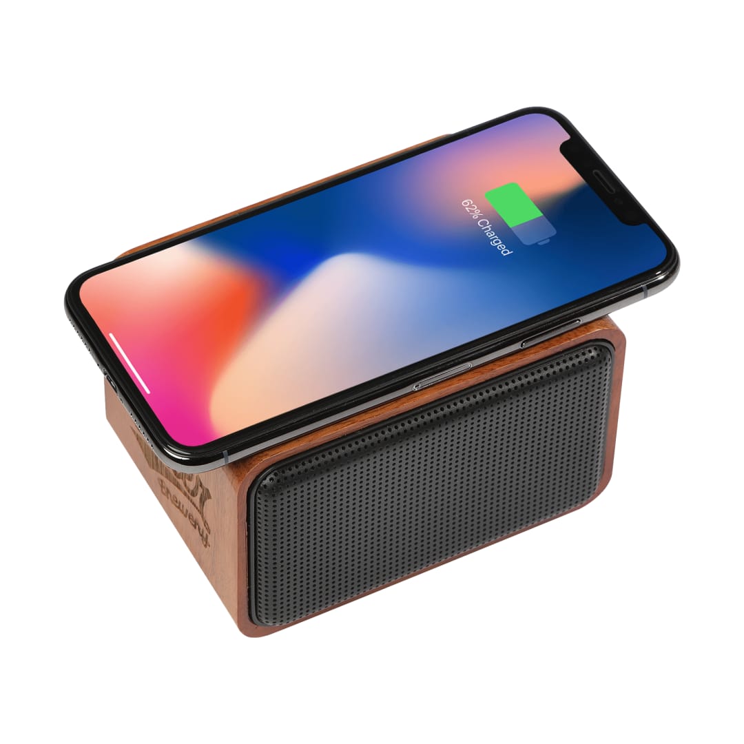 Wood Bluetooth Speaker with Wireless Charging Pad - 7197-05 Brown